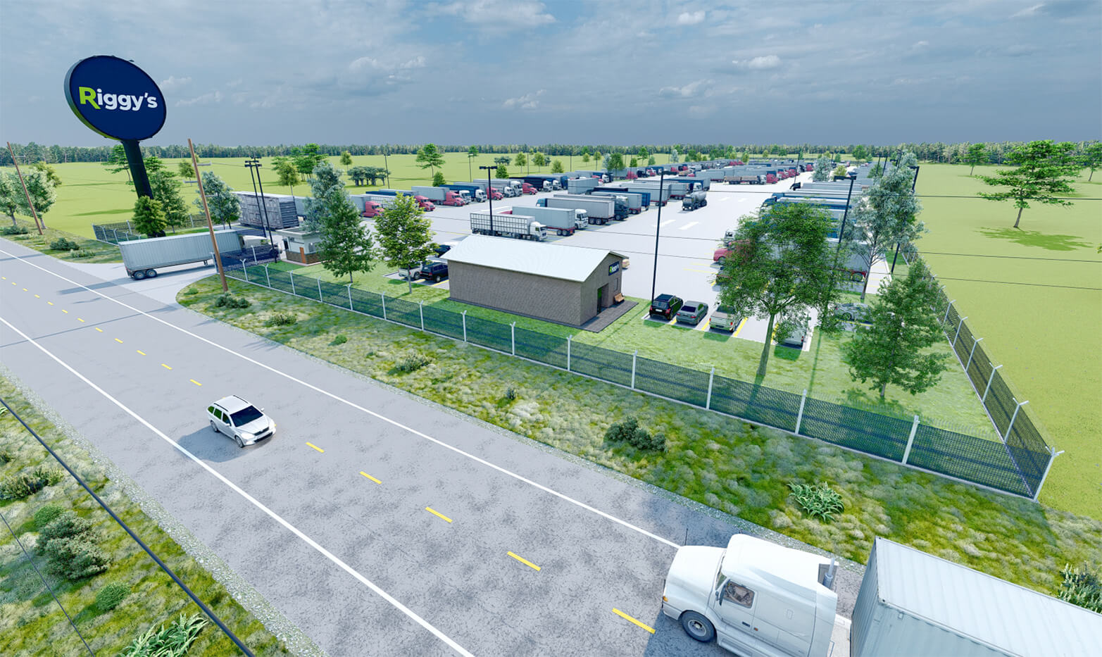 Riggy's Flagship Parking Lot Rendering